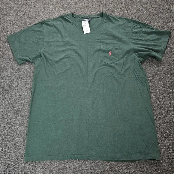 Vintage Polo Ralph Lauren T Shirt Men's XL Green Single Stitch 90s Red Pony - Picture 2 of 8